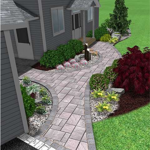 Front 3D landscape and walkway design in New Paltz NY